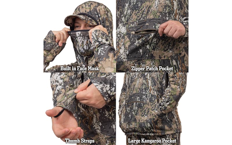 Huntworth Shelton Midweight Half-Zip Hoodie with Built-In Facemask for Men
