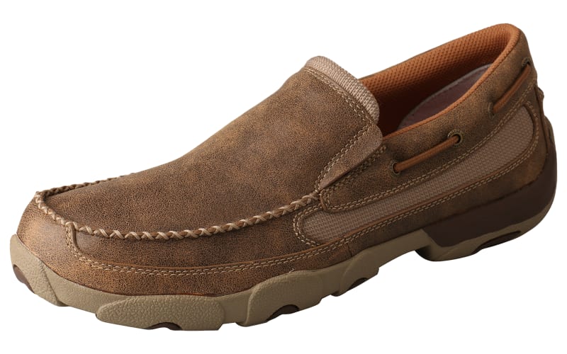Twisted X Men\'s Boat Shoe Driving Moc Brown Woven Moccasin-Style Slip-On Shoes Twisted X® | Slip-On Driving Moc | MDMS009 main image 4
