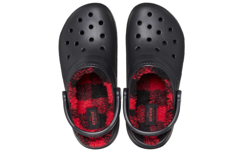 ◆CROCS◆ Classic Lined Buff Check Clog Black 210738001 Crocs Classic Lined Buffalo Check Clogs for Ladies | Bass