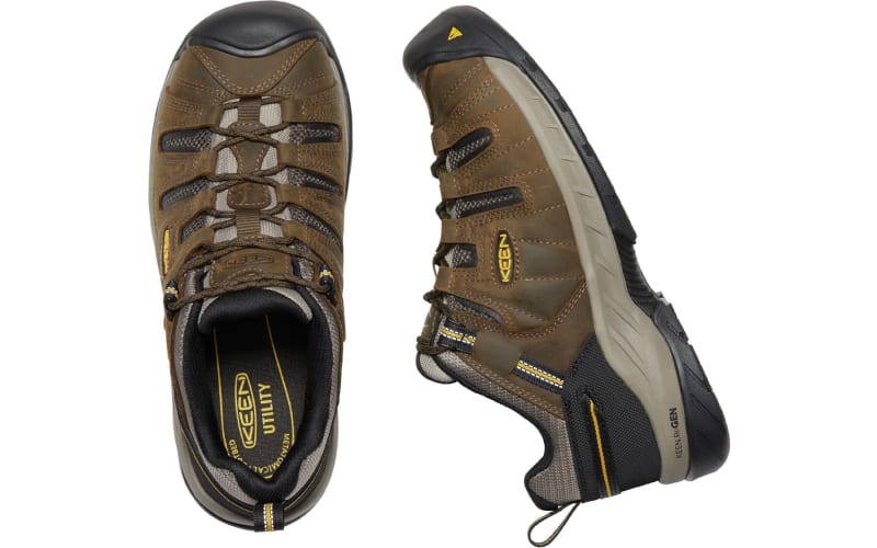 KEEN Flint II Soft-Toe Work Shoes for Men - Cascade Brown/Golden
