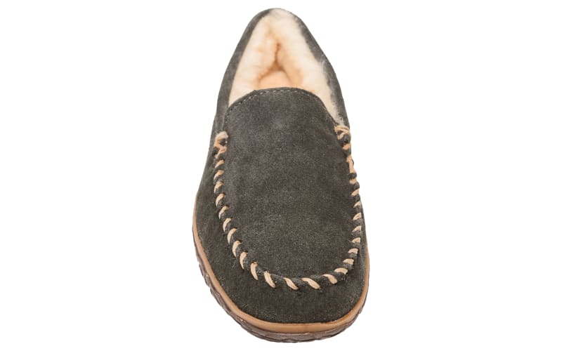 Minnetonka Men\'s Suede Sheepskin Tobie Slippers in Charcoal Size 8 Minnetonka Tobie Men main image 4