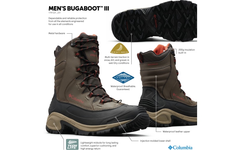 Columbia Bugaboot III Insulated Pac Boots for Men | Cabela display picture 2