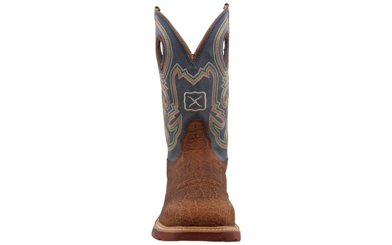 takecy Twisted X Caiman Print Alloy Toe Western Work Boots with