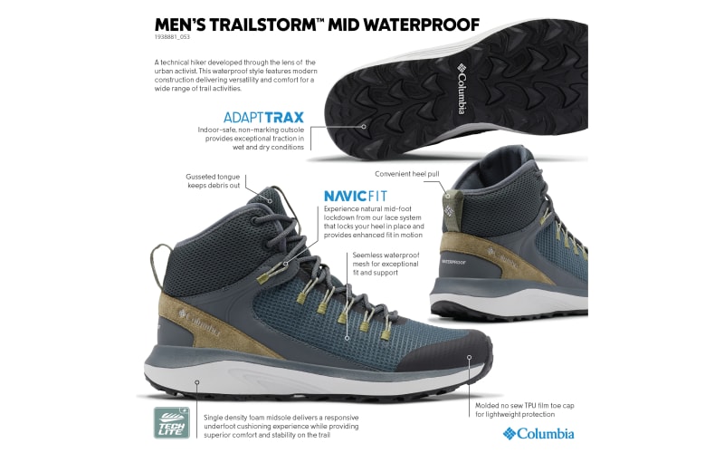 Columbia Men's Trailstorm Mid Waterproof Omni Heat Hiking Shoe