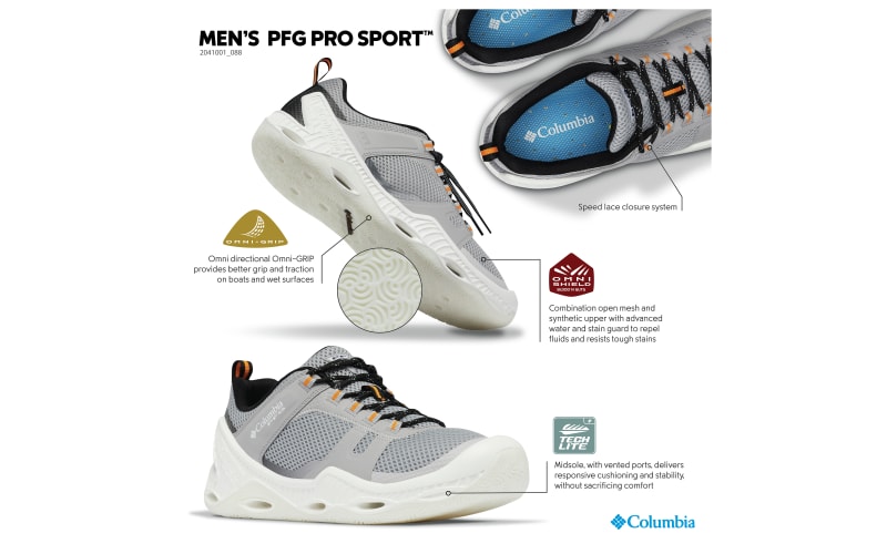 Columbia Men's PFG Pro Sport Shoes, White/Steam