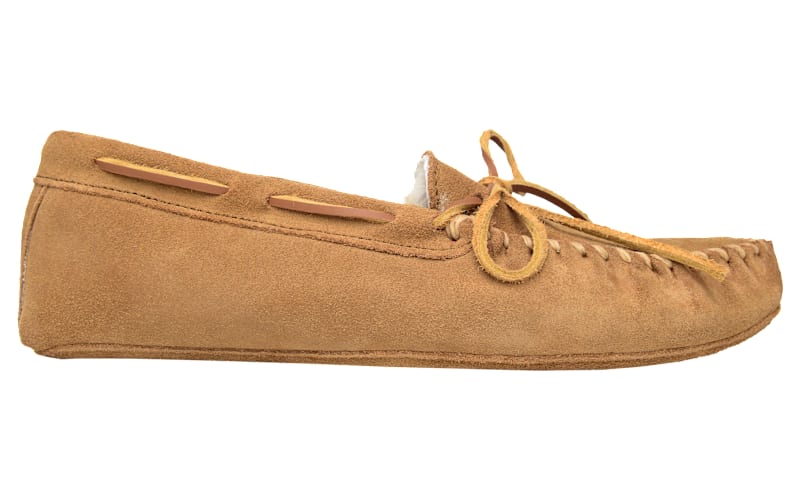 Minnetonka Shoes Men\'s size 8M Tan Moccasins Slippers Fur Lined Leather Suede Mens Minnetonka Sheepskin Hardsole Slipper - Golden Tan  main image 3
