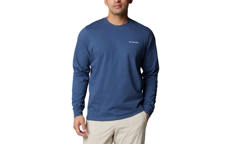 Columbia Maglietta Uomo Explorers Canyon, Maniche Lunghe, 100% Cotone, Vestibilità Regolare, Grafica Sul Retro