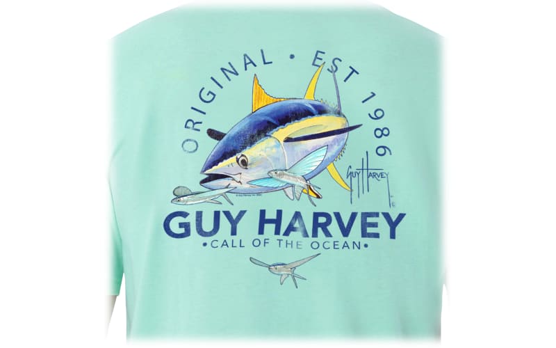 Guy Harvey Mens Tuna Core Pocket Short Sleeve T-Shirt - Turquoise - Large