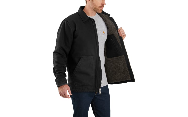  Carhartt Men's Full Swing Loose Fit Washed Duck Fleece-Lined  Jacket, Black, Small: Clothing, Shoes & Jewelry