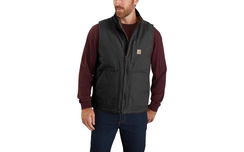 Carhartt Loose-Fit Washed Duck Sherpa-Lined Mock-Neck Vest for Men