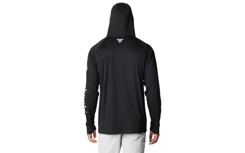 Columbia PFG Terminal Tackle Long-Sleeve Hoodie for Men - Black/Cool Grey  Logo - 3XLT