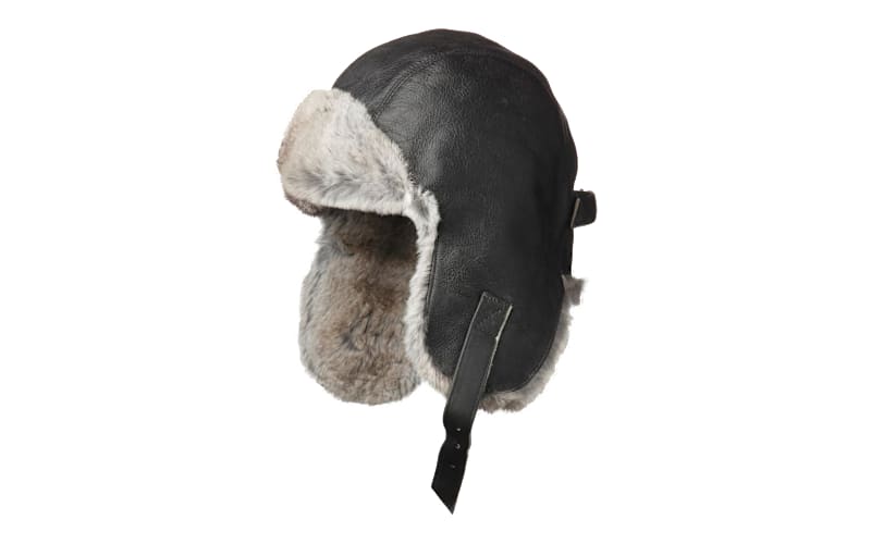 Vintage 1987 Cabela\'s CrownCap Black Leather Trapper Hat Fur Aviator Bomber NOS Vintage Rodeo Leather Rabbit Fur Aviator Hat for Men  main image 4
