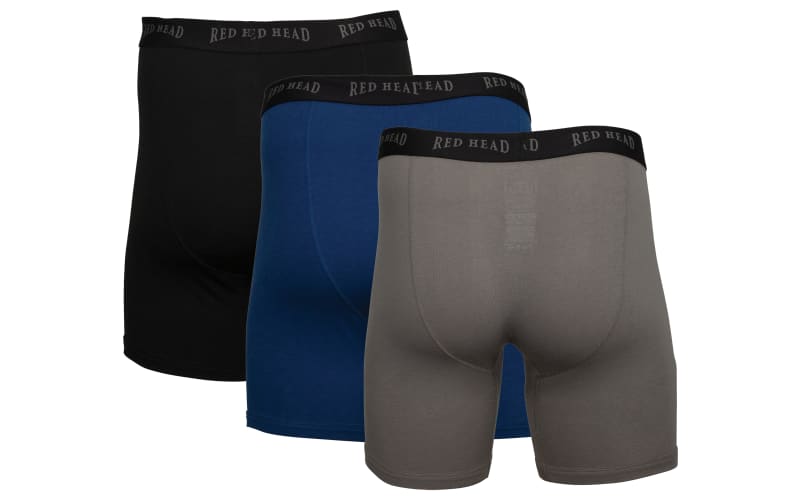 RedHead Cotton Boxer Briefs for Men 3-Pack - Black/Navy/Charcoal