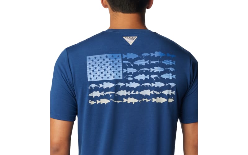 Columbia PFG Boys Bright Blue Short Sleeve Vented Back Button Down Fishing  Shirt