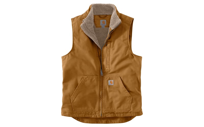 Carhartt Men's Loose Fit Washed Duck Sherpa-Lined Mock-Neck Vest