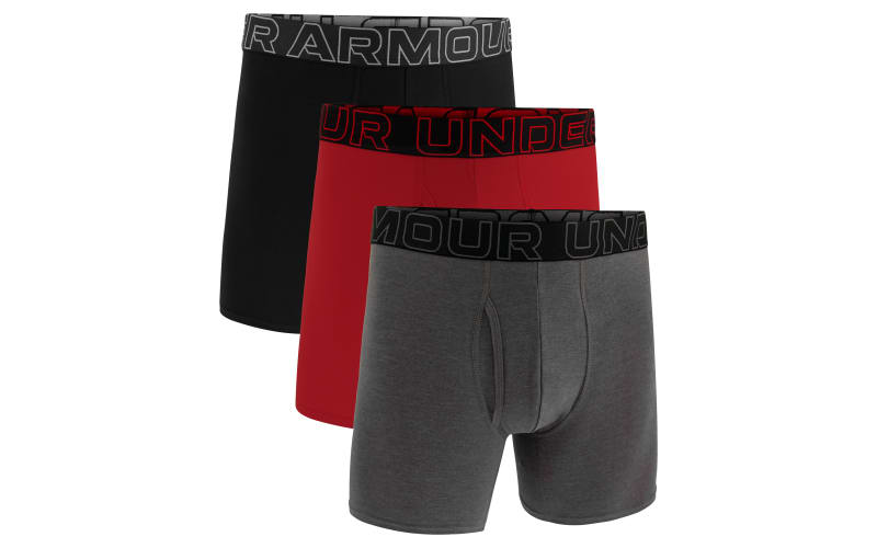 Under Armour Performance 6 Boxers for Men 3 Pack Castlerock Red S