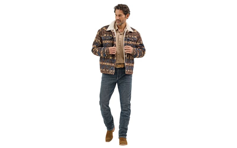 Wrangler Sherpa-Lined Jacquard Jacket for Men - Chocolate Torte