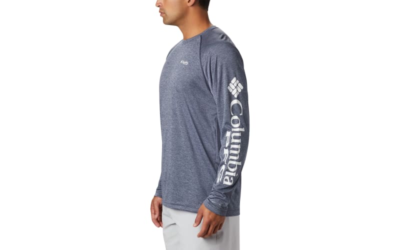 Men's Los Angeles Dodgers Columbia White Terminal Tackle Omni-Shade Raglan  Long Sleeve T-Shirt