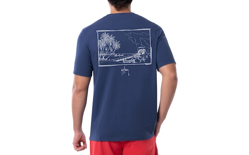 T-shirt Homme Guy Harvey - Bleu Taille L - Imprimé Graphique - Très Bon état