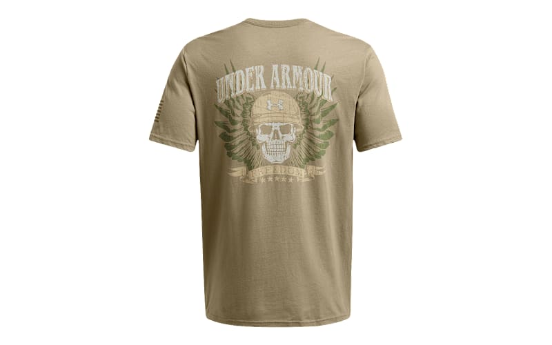 Under Armour Freedom Aggressive Skull T-Shirt for Men Federal Tan/Marine  OD Green S