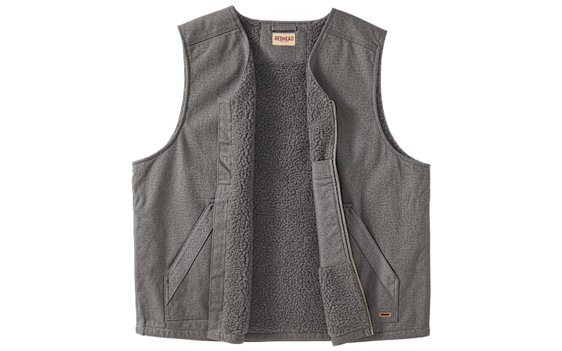 RedHead Pro Series Sherpa-Lined V-Neck Canvas Vest for Men