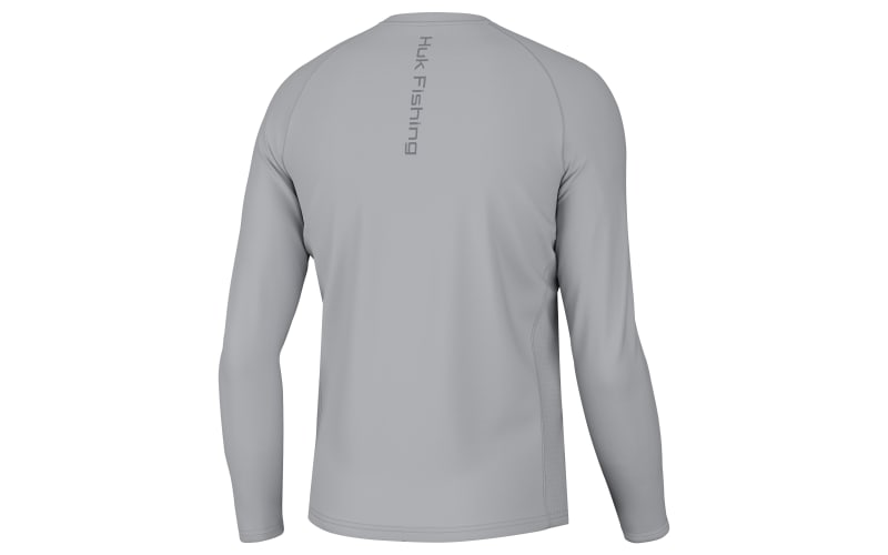 Huk Fishingフィッシングシャツ グレー M （L） Huk Vented Pursuit Logo Graphic Long-Sleeve Shirt for Men