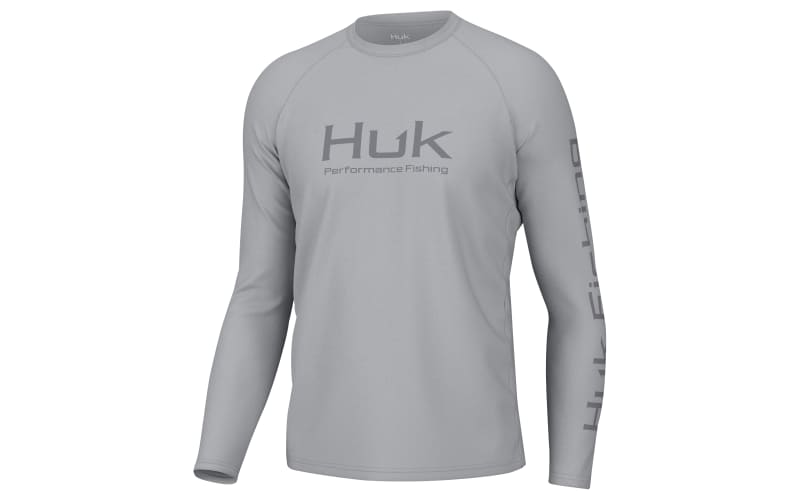 Huk Fishingフィッシングシャツ グレー M （L） Huk Vented Pursuit Logo Graphic Long-Sleeve Shirt | Cabela's