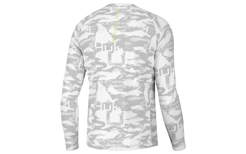 Men's Huk Long Sleeve Camo Badge Pursuit Crew Tee