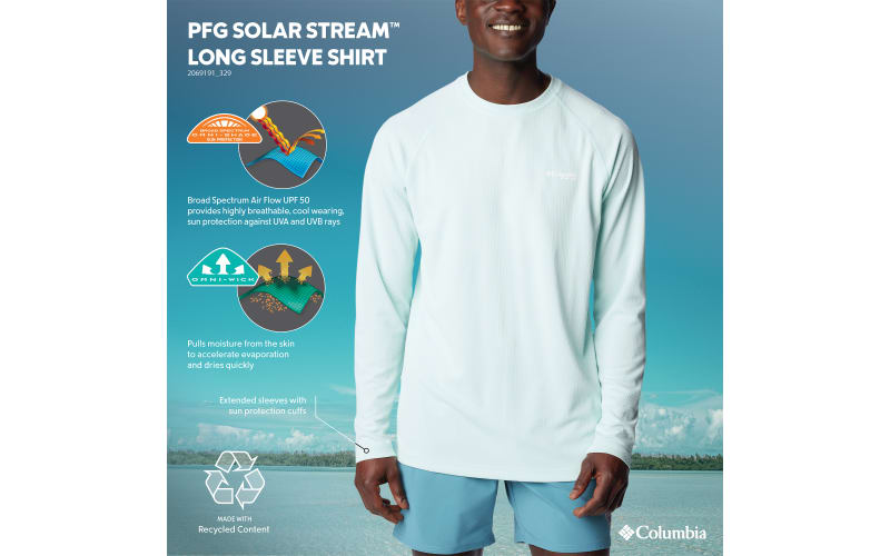 Columbia Men's PFG Solar Stream Long Sleeve Shirt - L - Blue