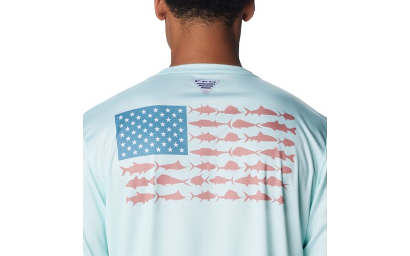 Columbia red white and blue fish shirt sales