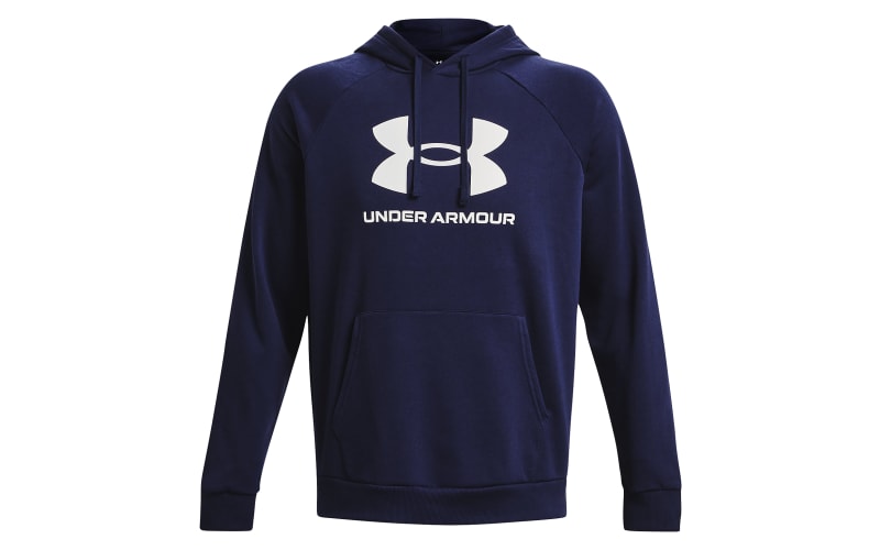 Under Armour Rival Fleece Logo HD Long Sleeve Hoodie for Men Castlerock Light Heather White MT Cabela s