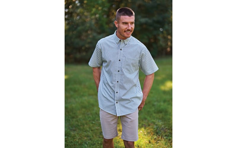Redhead Wrinkle-Free Plaid Short-Sleeve Button-Down Shirt for Men - Elderberry - 2XLT