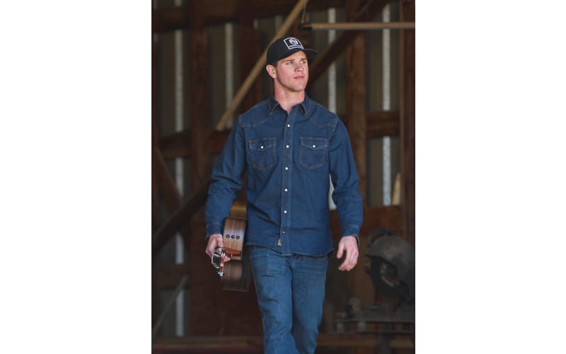 RedHead Ranch Muleshoe Denim Long-Sleeve Snap-Down Shirt for Men