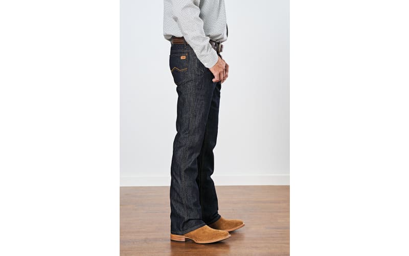 【2plan】Straight brush washed bootcut denim Mens Straight Leg Bootcut Jeans Stretch Mid Rise Relaxed
