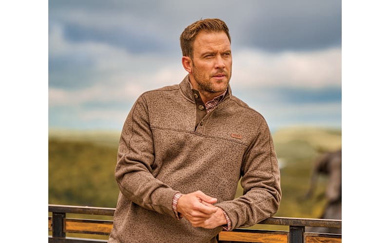 RedHead Sweaterfleece Button-Placket Long-Sleeve Pullover for Men