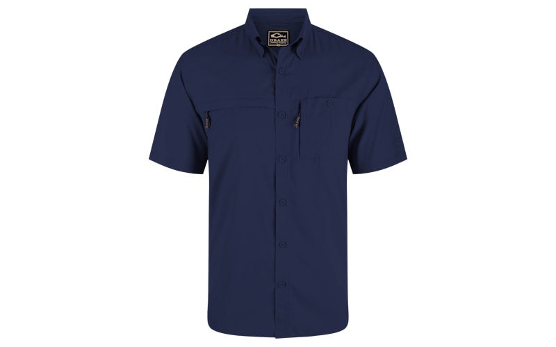 drake waterfowl dress shirts Cotton Marsh Print Short Sleeve Shirt