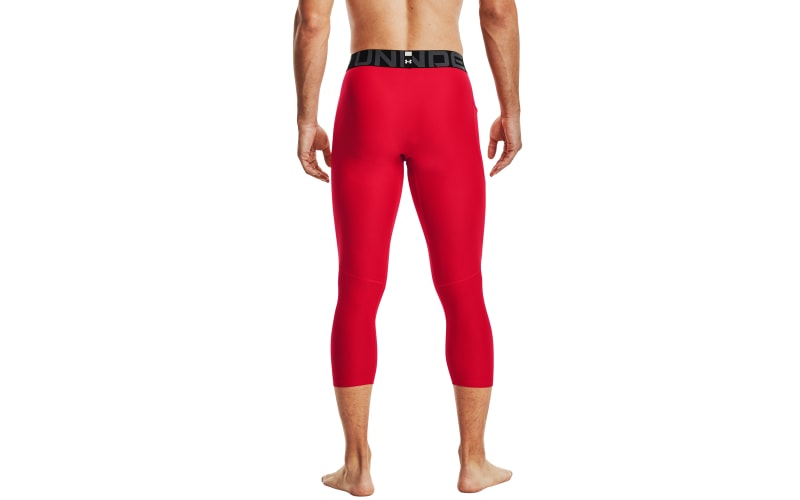 Under Armour HeatGear, Black-Red Graphic ¾ Leggings, Mens Size Medium