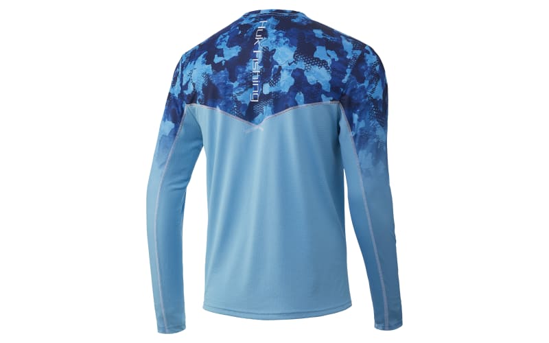 Huk Men's Icon X Performance Long Sleeve Fishing Shirt (Blue Refraction  Camo, S)