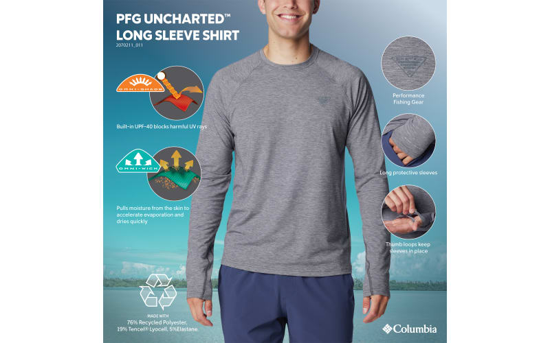 Columbia Baselayer Columbia PFG Uncharted Tech T-shirt à Manches Courtes Pour Homme, Boîte à Mouches Bluebell, Moyen Uncharted Tshirt