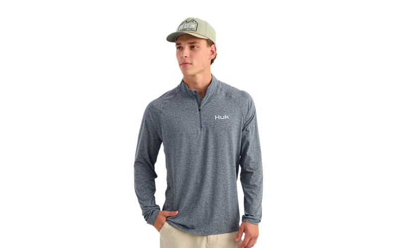 BassProShops ライトウェイトフーディ ブルー Huk Airweight Quarter-Zip Pullover | Bass Pro Shops