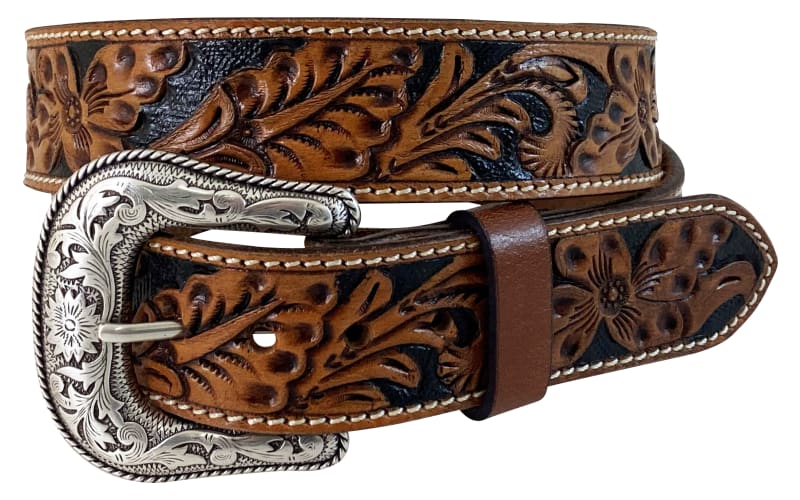 Cabela\'s western  leather belt Cabelas Leather Belt 44 Top Grain Cowhide Basketweave Woven  main image 2