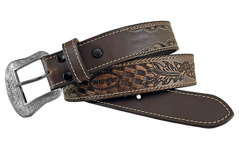 Wrangler Acorn, Leaf, and Basket Weave Embossed Western Belt  display picture 2