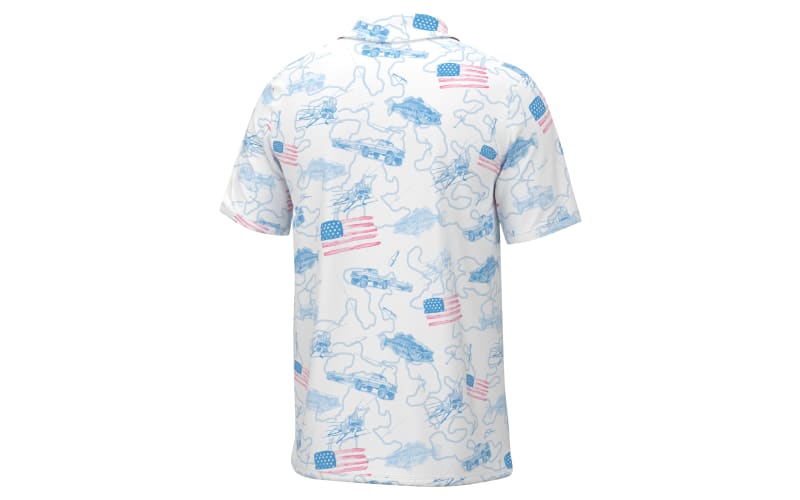  Bass Fishing Mens Polo Shirt - American Flag Print
