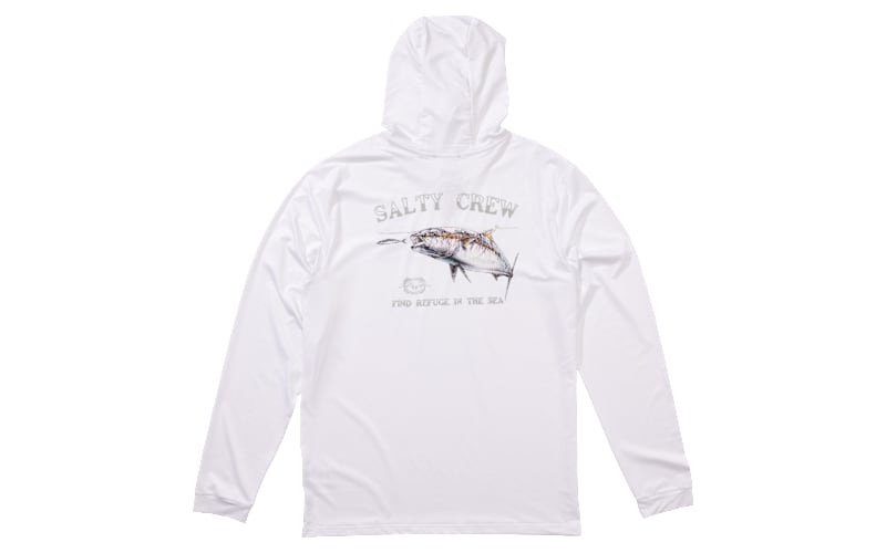 Salty Crew Men's Shelter Fill Graphic Print Hoodie – Heather Grey, Long Sleeve Pullover, Size Large