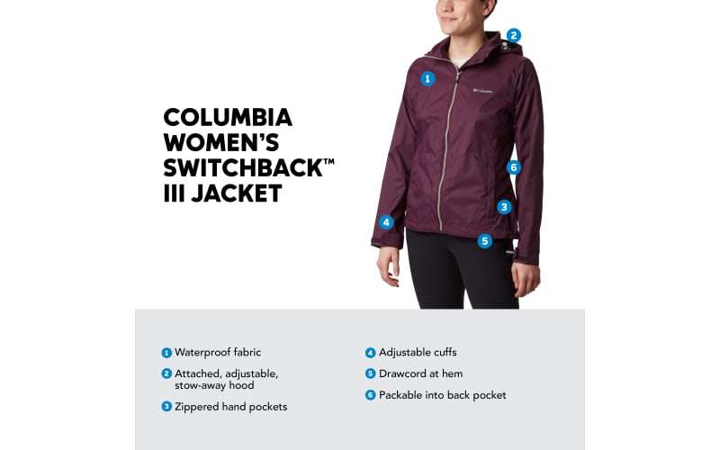 Columbia women's switchback waterproof packable rain jacket 2025