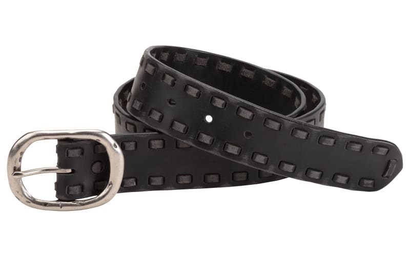 Natural Reflections Laced Edge Leather Belt - Black - XXL | Bass