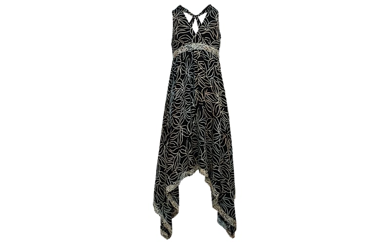 Santiki Daphne Halter Handkerchief Dress for Ladies - Black Leaf