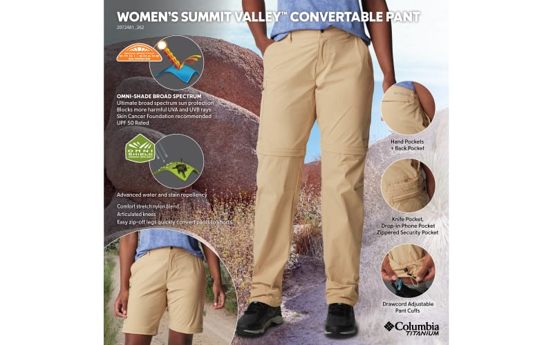 Columbia Omni-Shield Pant Outdoors Nylon Womens 4 Long Tall Stretch Khaki  Tan