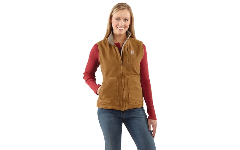 Carhartt Washed Duck Sherpa-Lined Mock-Neck Relaxed-Fit Vest for