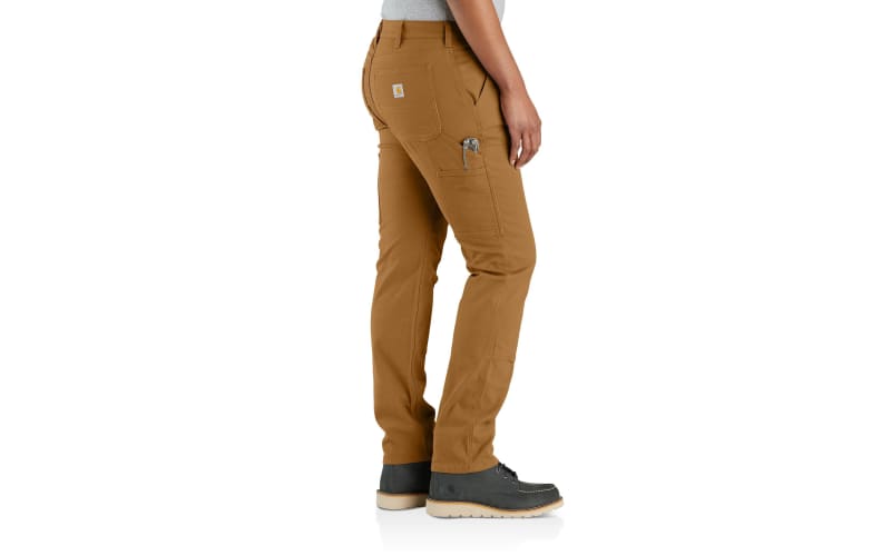 Carhartt Women's Women's Double-Knee Pant - Relaxed Fit Rugged Flex Canvas, Brown, 22 Tall